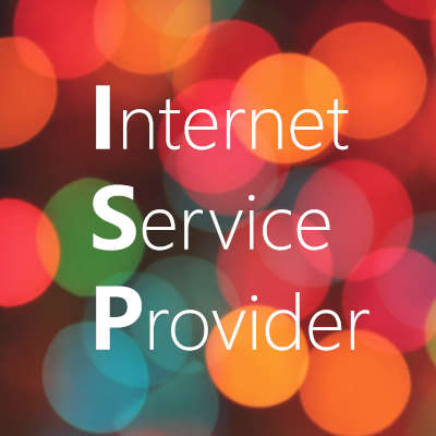 Internet Service Provider (ISP) text on colorful bokeh backgroun