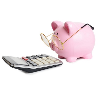 Piggybank and calculator
